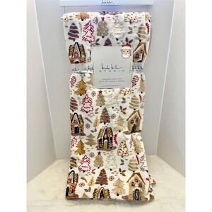 Nicole Miller CHRISTMAS Gingerbread House Brown Plush Throw Blanket
